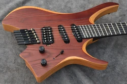 2022 NK Fanned frets 6 Strings Headless Electric Guitar Brown color Roasted wenge Neck SSH pickups ebony fretsboard