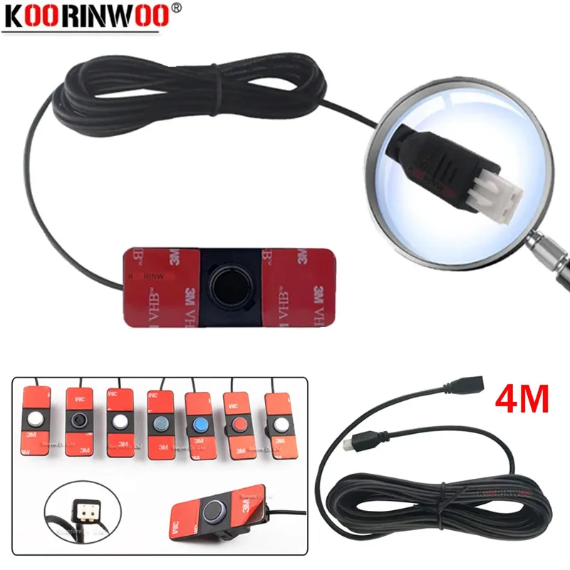 Koorinwoo Car Parking Sensors Front Rear Radar 4M Extend Cable For Inductor Detector Probes Wire Vehicle Parktronic Assistance