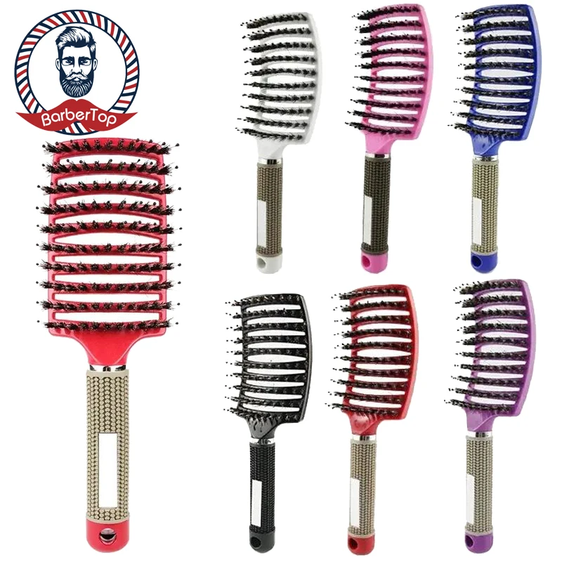 

Nylon Bristle Hair Brush Wet & Dry Home Hair Brushes Salon Hairdressing Tools Women'S Curling Hair Styling Comb