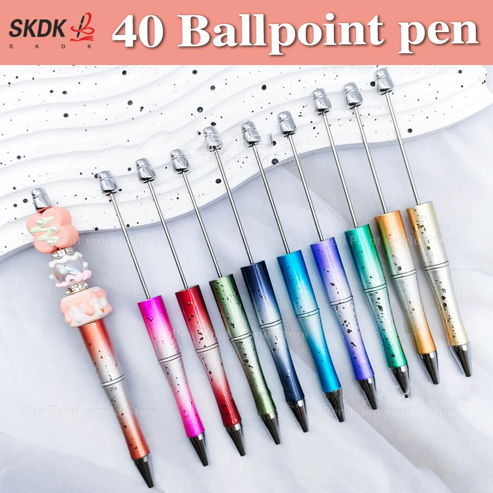 

40Pcs DIY Gradient Ballpoint Pen – Colorful Bead Pen Gift for Journaling, Back‑to‑School Supplies, Office Use & Craft Kits