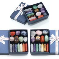 14pcs Natural Quartz Crystal Chakra Healing Stones And Crystals Set Hexagon Healing Gemstone Meditation Home Decor Crafts Gifts