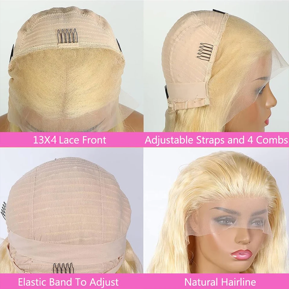 13X4 Lace Front Wigs Ombre 613 Blonde Colored Lace Frontal Human Hair Wig Brown Root Straight for Black Women Full Pre Plucked