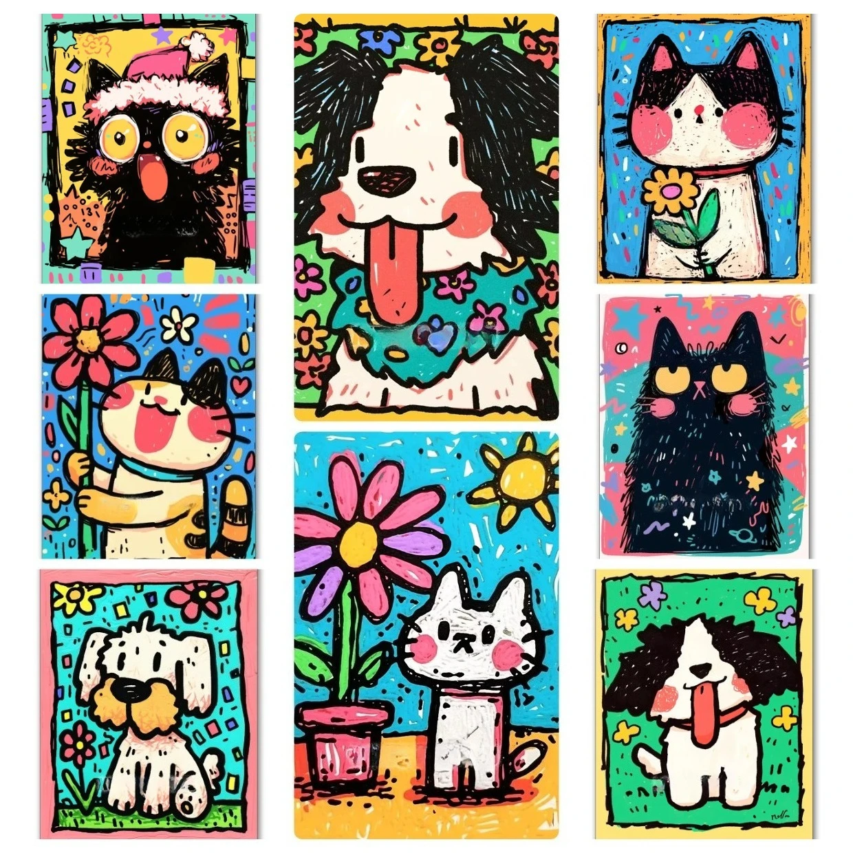 Frameless Decor Jigsaw Puzzle 500/1000/1200/2000PCS Colorful Hand‑drawn Pet Cat Dog Picture Puzzle For Gift Collect