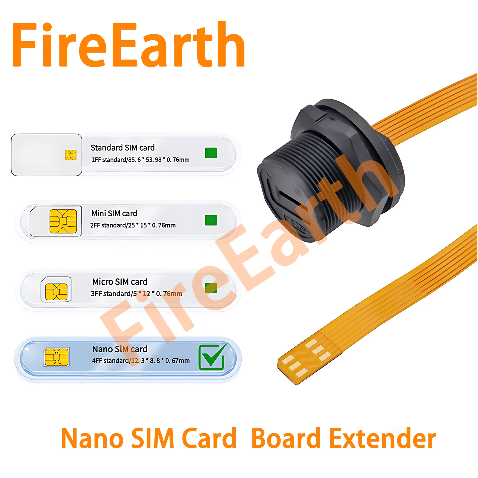 

Flat FPC Threaded Nano/Mini SIM Card Extension Cable Waterproof Socket Phone Card Connector