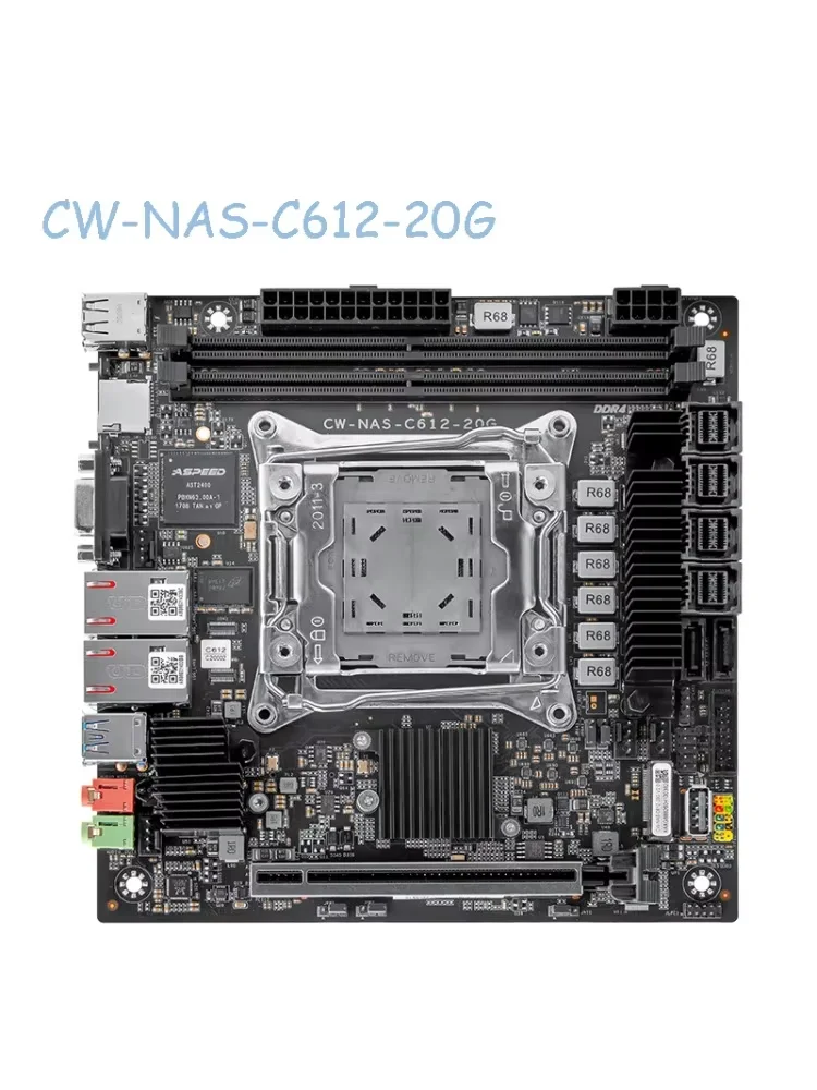 C612-20G MINI ITX Motherboard SFF-8643 High-Speed Port Multi Storage Support Dual Channel REG ECC Memory NAS Server Mainboard