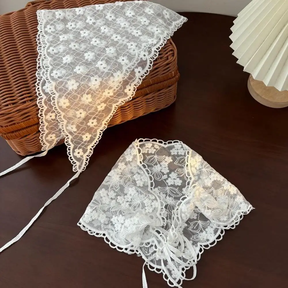 المرأة رقيقة الدانتيل الثلاثي وشاح الصيف الأزهار الدانتيل الشعر وشاح يلتف الفرنسية الرجعية الحجاب عقال وشاح حريري صور الدعائم