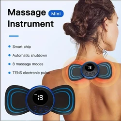 Neck Massager Lcd Display EMS Electric Cervical Massage Patch Low Frequency Pulse Muscle Stimulator Pads Pain Relief Relaxation