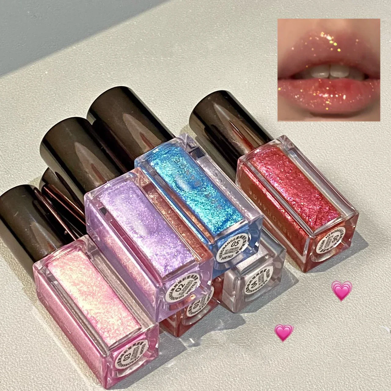 Pearly Glitter Lilac Lip Gloss Mirror Chameleon Brightens Fine Shines Lip Glaze Waterproof Makeup Sparkling Diamond Lip Tint