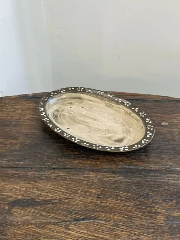 

Тарелка Boang Home Retro Cerc овальная, коричневая, в горошек, декоративная, многофункциональная, для сервировки стола, из материкового Китая