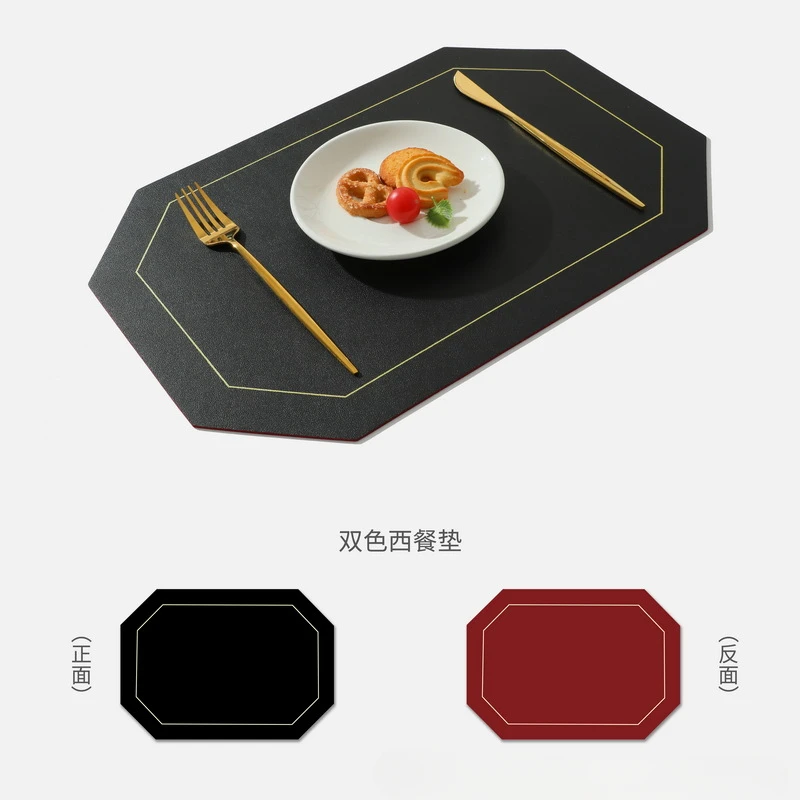 Two-color Leather Placemat Front and Back Double-color Thermal Insulation Anti Scalding Anti Oil Stains Dining Table Decor Mat