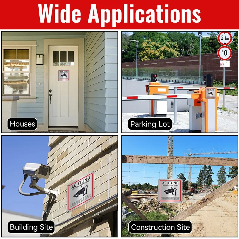 

A46T Video Surveillance Sign, Video Surveillance Private Property, 15 X 15 cm Metal Warning Video Surveillance Sign 4pack