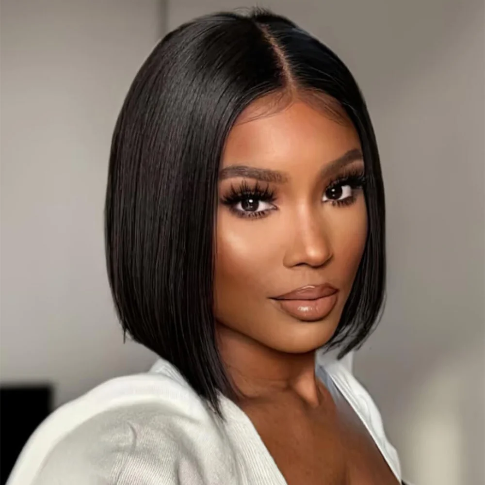 

Прямой короткий парик-боб из натуральных волос 13x4 HD с прозрачной кружевной передней частью для женщин, 8-14 дюймов, 220% плотность