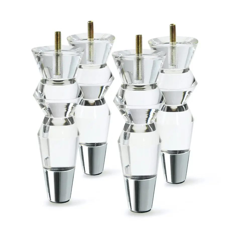 

Acrylic Furniture Legs 6.9inch Replacement Sofa Feet Cabinet Modern Clear Decor DIY Legs Tapered Style Set of 4 Chrome