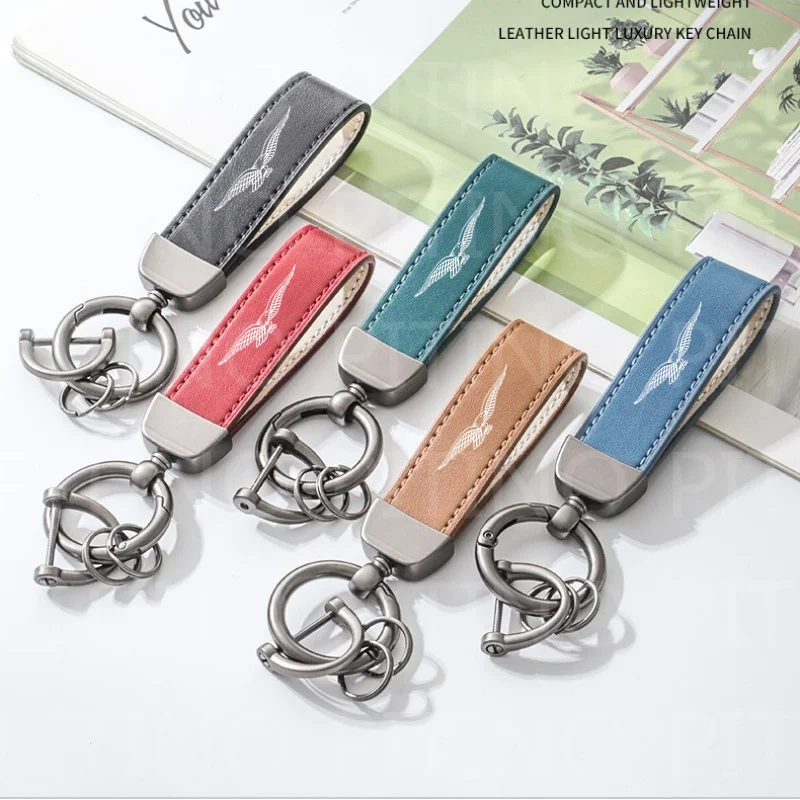 For Moto Guzzi BREVA 750 V7 Breva 850 1100 1200 Leather Motorcycle Keychain Key Ring Anti-lost Buckle Pendant Accessories