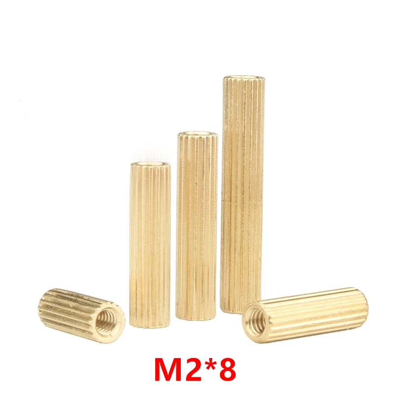 

500pcs M2*8 Knurled Round Brass Standoff Spacer Double-pass standoffs Column pillars M2 Female x M2 Female 8mm