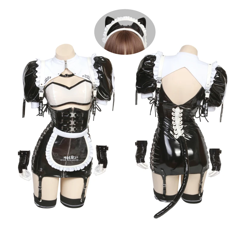 Original Design Dark AI Maid Cat Girlfriend Cosplay Costume Women Sexy Jumpsuits Black Lingeries Anime Outfits Secret Photo Suit