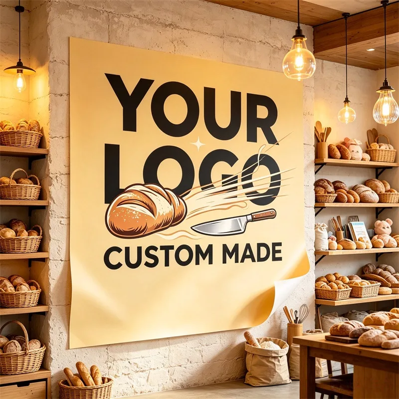Any Size 100cm Custom Advertising Stickers Customizable Photos Slogans Catering Shops And Mall Glass Window Marketing Display