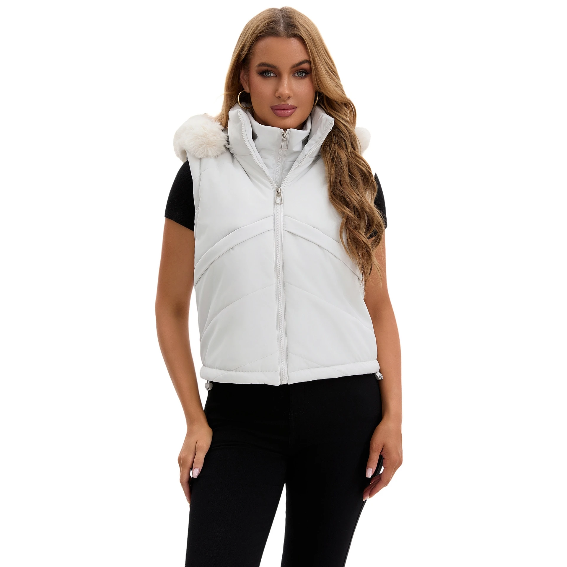 

Модная женская хлопковая куртка-обманка с эффектом двухслойности, со съемными рукавами, осенне-зимнее хлопковое пальто