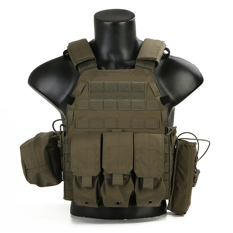 Emersongear LBT6094A Style Tactical Vest Plate Carrier W 3 Pouches 762 5.56 Airsoft Hunting Body Armor Protective Gear Nylon