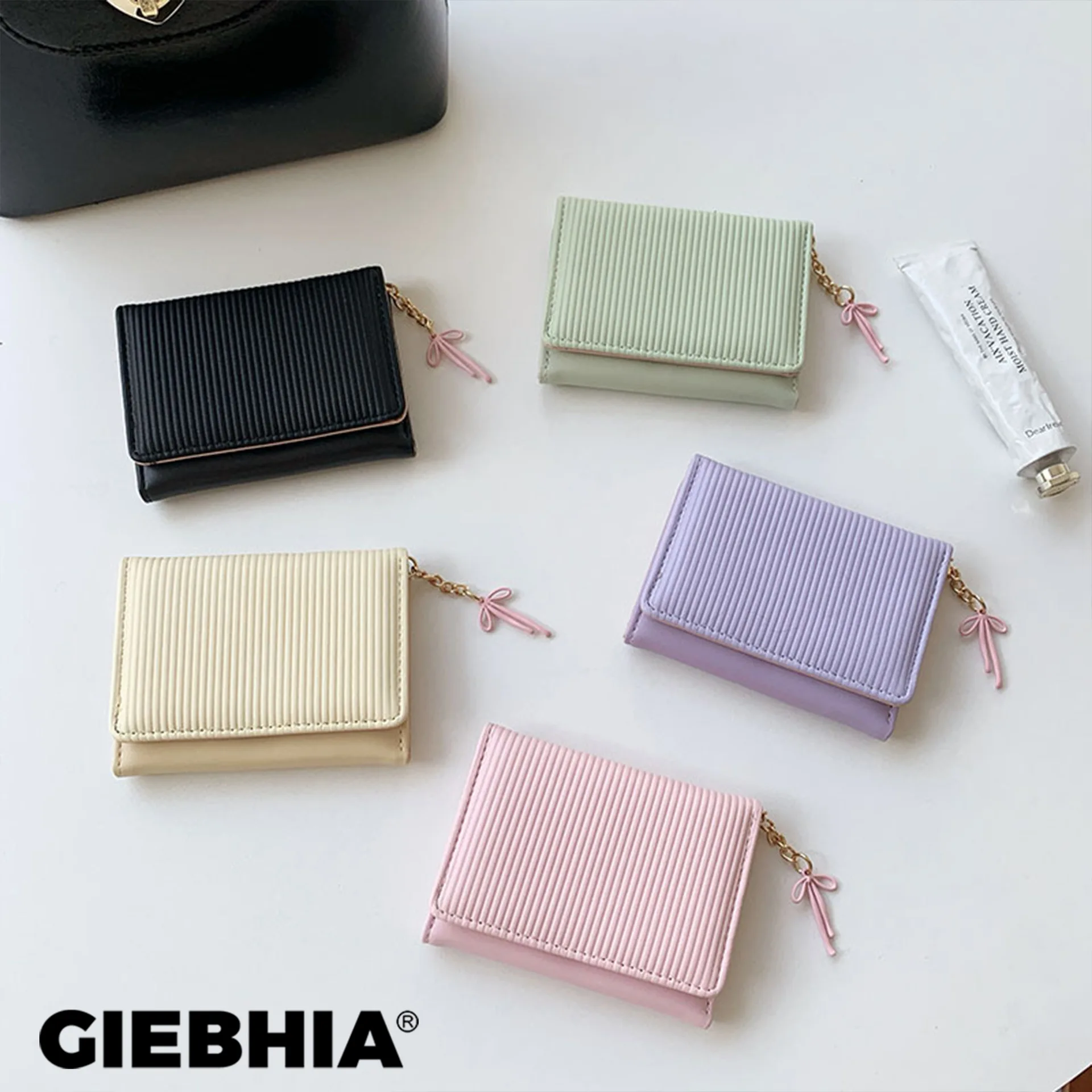 محفظة للسيدات، حامل بطاقات عالي الجودة، محفظة للعملات المعدنية، محفظة قصيرة بثلاثة أضعاف، محفظة جلدية بفيونكة، حامل مستندات، محفظة للعملات المعدنية بسحاب