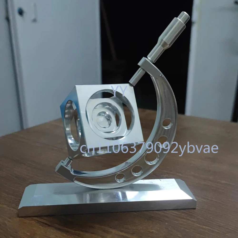 

High-Precision Micrometer Desk Ornament Machined Aluminum Alloy Rotating Decor Silver/Gold Optional