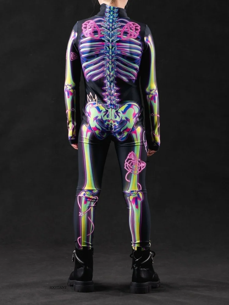 Halloween-Skelett-Horror-Geister-Kostüm für Kinder, Ganzkörperanzug für Karneval, Party, Bühnenaufführung, Rollenspiel, Feiertags-Zentai-Anzug – Detail 4