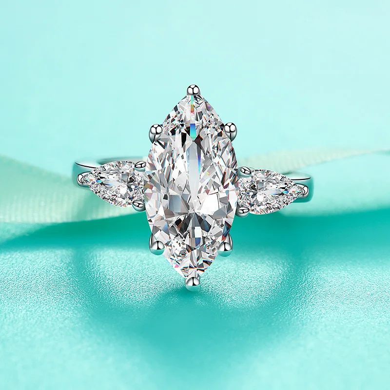 Moissanite Marquise Cluster Diamond Ring Ct Marquise Moissanite Statement Engagement Ring With Cluster