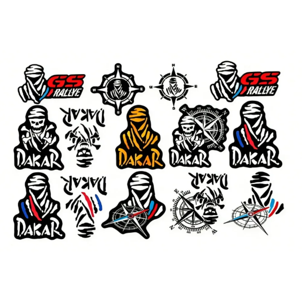 

1Set Adventure Themed Waterproof Vinyl Stickers, Compass & Desert Figure Decals for Motorcycle & Helmet Decor