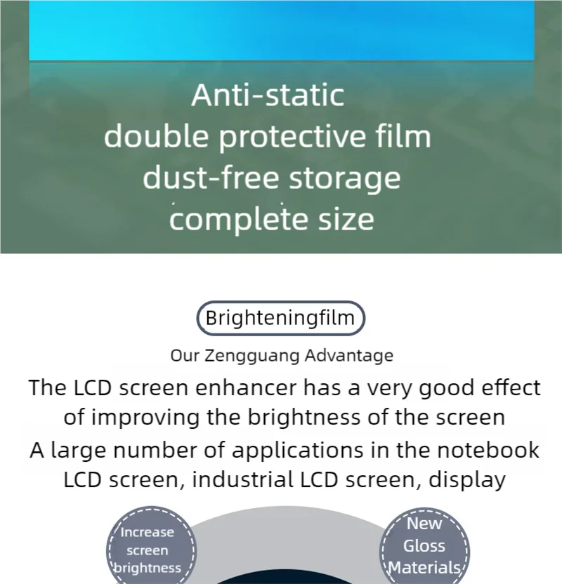 LCD-Helligkeitsverbesserung, Hintergrundbeleuchtungsmodul, aufhellende Folie, Bildschirmreparatur, Laptop-Zubehör, rechteckige Prismenfolie – Detail 2