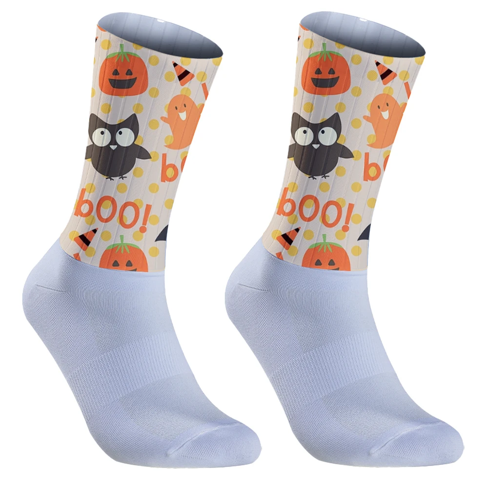 Chaussettes de cyclisme à hauteur du genou pour hommes, compression d'infirmière, vélo de route, course à pied, Halloween, nouveau, 2024