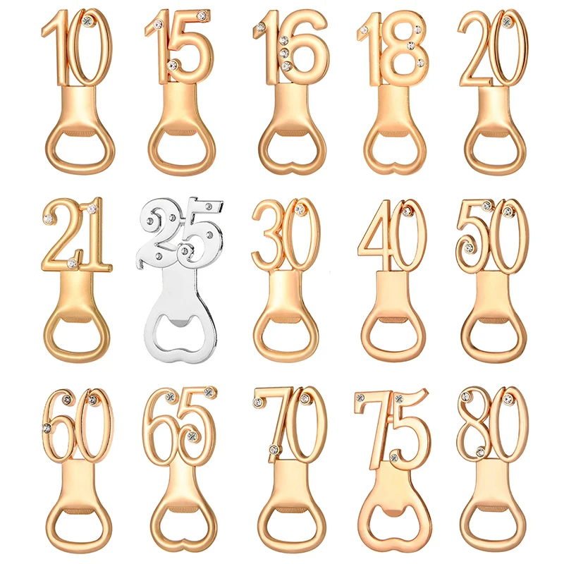 30/40/50/60/70/80 Number Shape Bottle Opener For Birthday Party Wedding Anniversary Souvenir Gift Kitchen Gadget