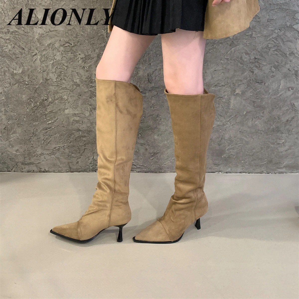 

Alionly 2026 New Winter Vintage Design Pointed Toe Knee High Boots Women Wedges Heels Female Long Booties Zapatos De Muje