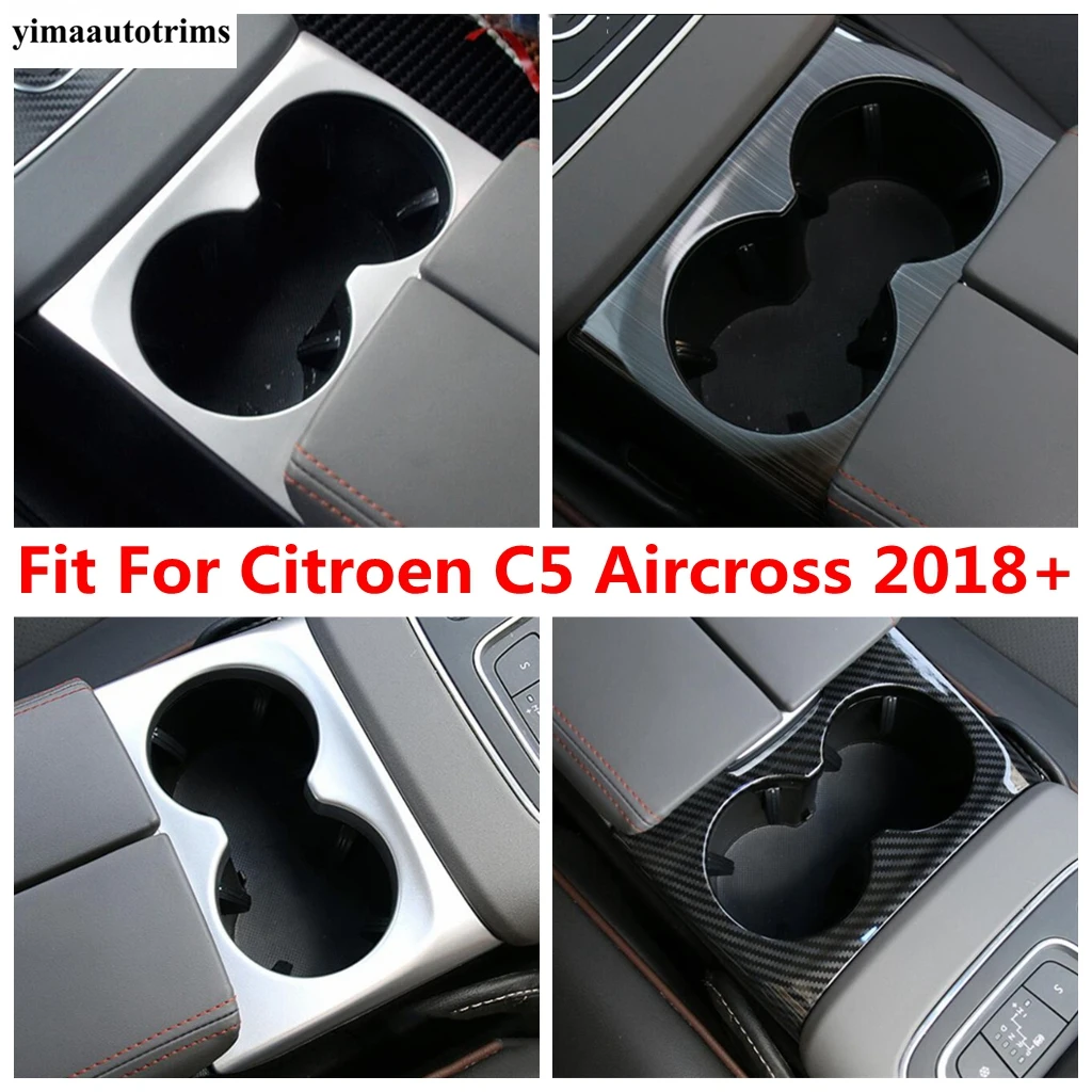 

Central Control Front Water Cup Holder Panel Decoration Cover Trim Carbon Fiber Accessories For Citroen C5 Aircross 2018 - 2024