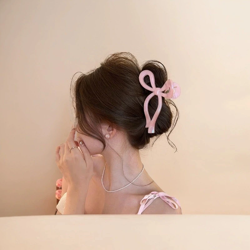 

Three-Dimensional Pearlescent Bow Scratch Clip Women'S High J-Sensory Large Shark Clip New Style Back Head Hair Clip Headdress