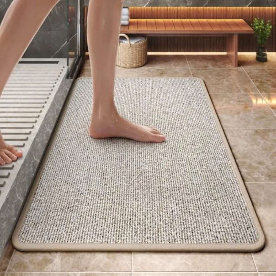 

Non Slip Bathroom Rugs Washable Rubber Backing Bath Mat Absorbent Quick Dry Floor Mats for Bathroom Outside Shower and Sink Thi