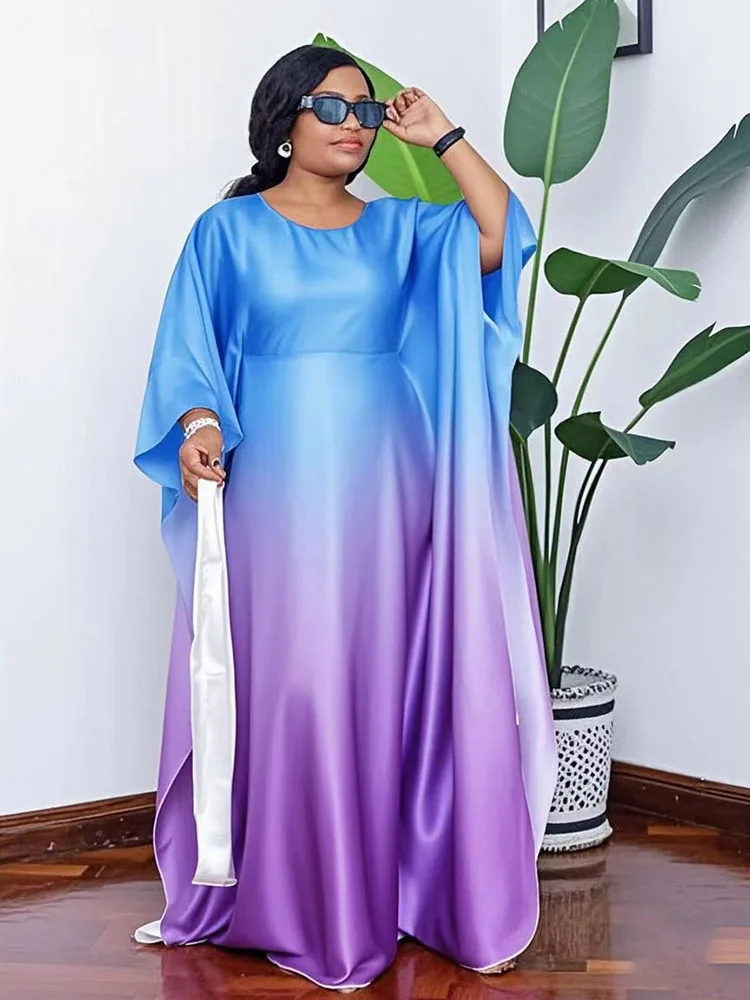 

New Arrival! Shiny African Clothing Sets for Women Ankara Long Dress with Headwrap Boubou Traditional Party Wear Dashiki Robe