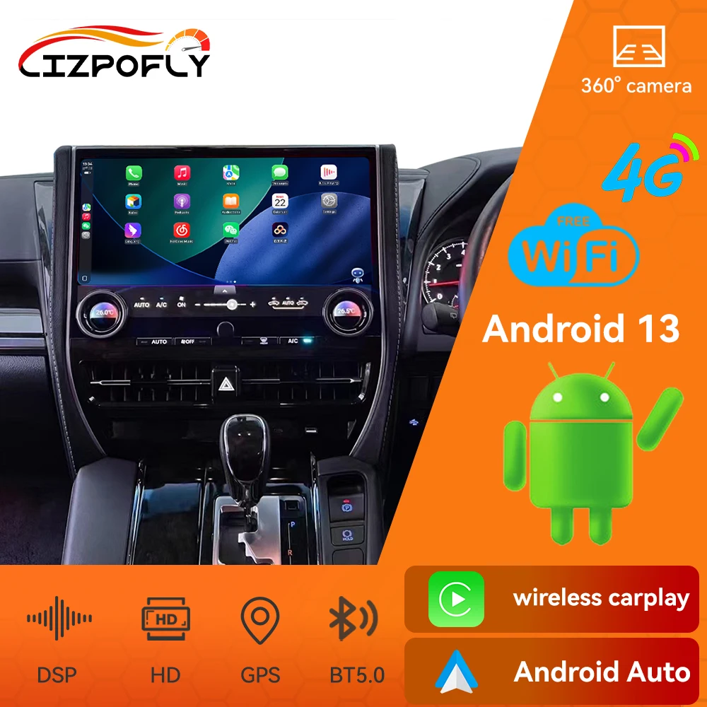 14.6 Inch Car Radio For Toyota Vellfire 2015-2023 Carplay Android GPS Navigation Autoradio DSP Multimedia Video Player Head Unit