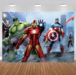 Superhero Iron Avenger Backdrop Boy Hulk Happy Birthday Party Baby Shower 1st Photography Background Photo Banner Decoration