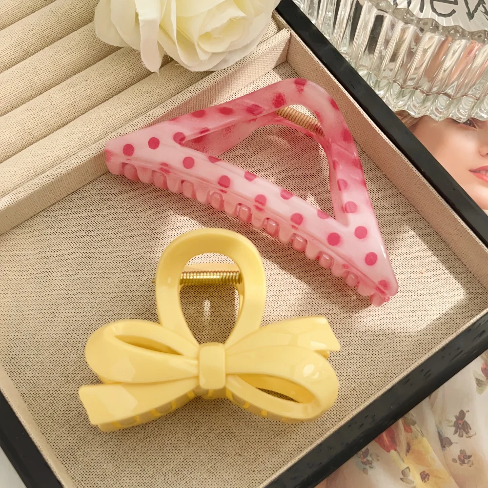 19 Styles Hair Claw Clips for Women Flower Cross Dots Heart Geometric Chic Barrettes Grip Hair Accessories Headwear Wholesale
