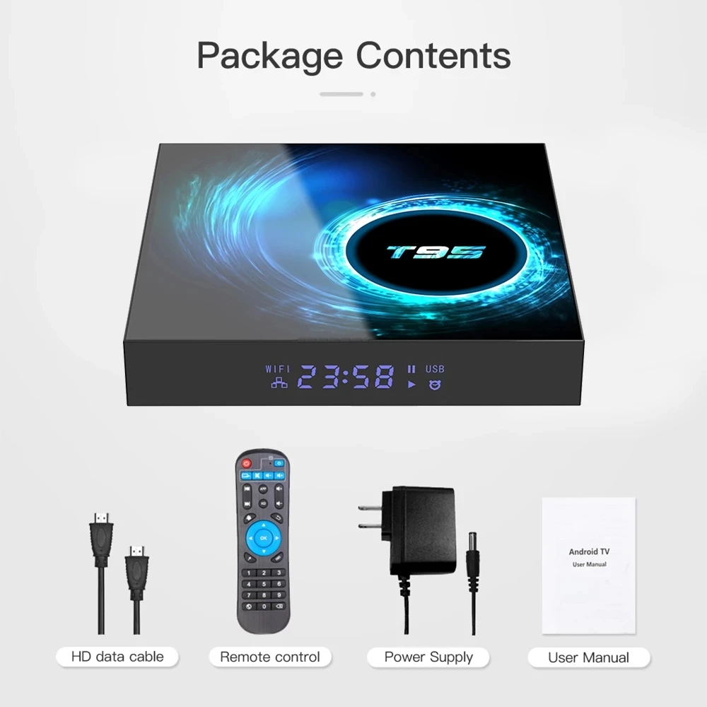 T95 TV, pudełko Android 10.0 8GB 128GB Allwinner H616 czterordzeniowy wsparcie Iptv 6k 3D h.265 4G 5G Dual WiFi BT 5, 0 inteligentny dekoder