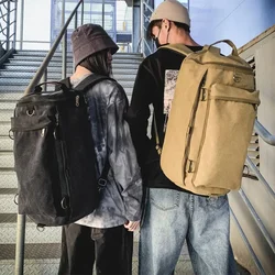 New Men's Outdoor Travel Backpack Large Capacity Canvas Backpack Men's Camping Backpack Men's Suitcase Bucket Shoulder Bag