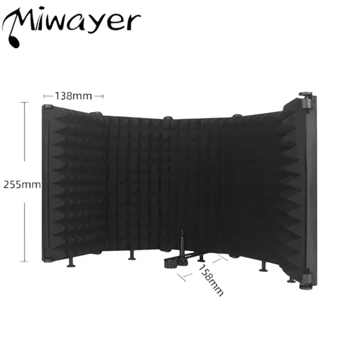 Imagen 1 del producto Miwayer-protector de aislamiento de micrófono ajustable, 3/5 paneles, plegable, para grabación de estudio, filtro de micrófono, esponja para micrófono, protector insonorizado