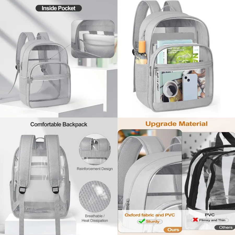 

【New style】- PVC transparent backpack outdoor portable backpack large-capacity simple student schoolbag direct sales