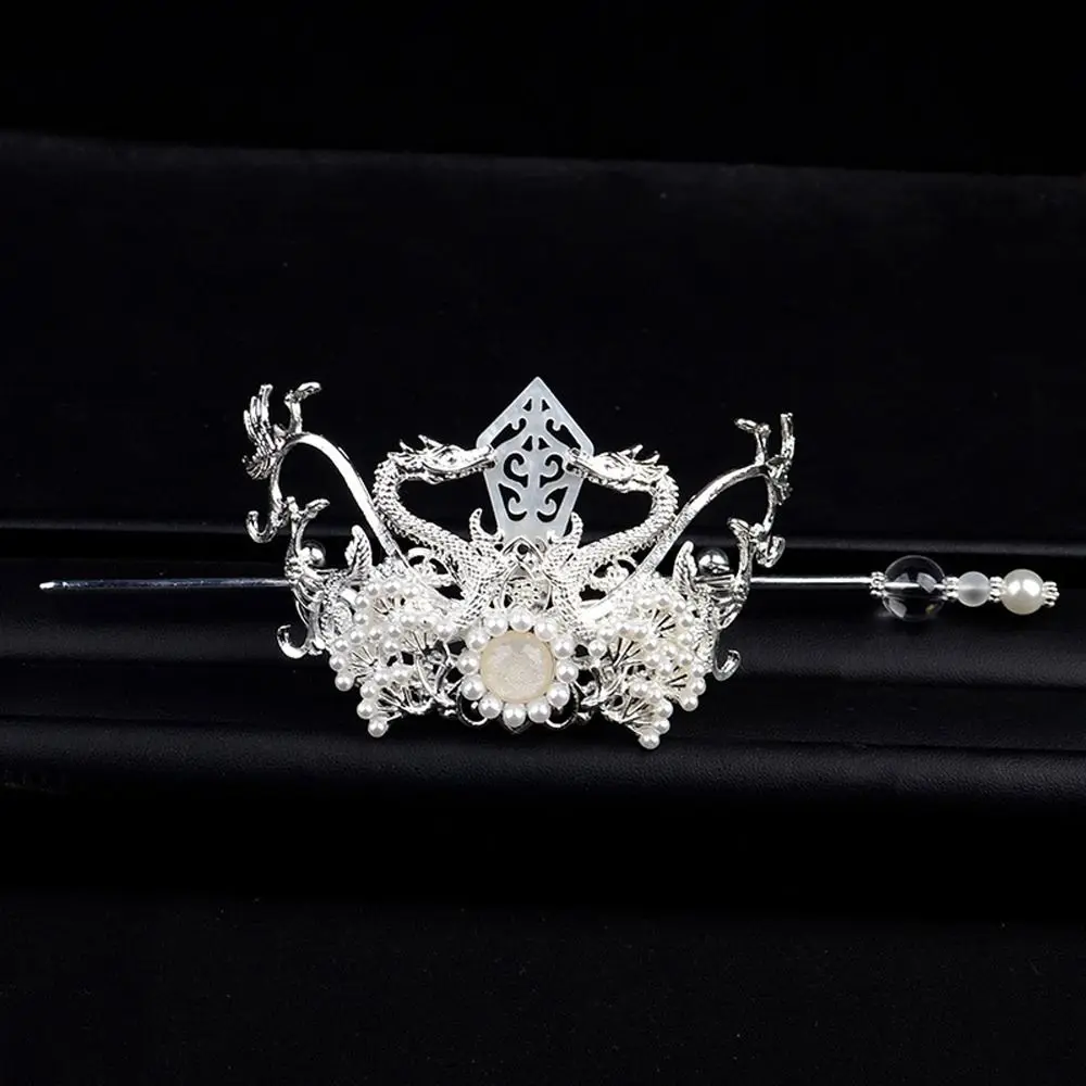 

Retro Elegant Headwear Dragon Pearl Crystal Alloy Men Hanfu Ornament Chinese Style Hair Crown Hair Accessories Women Tiara