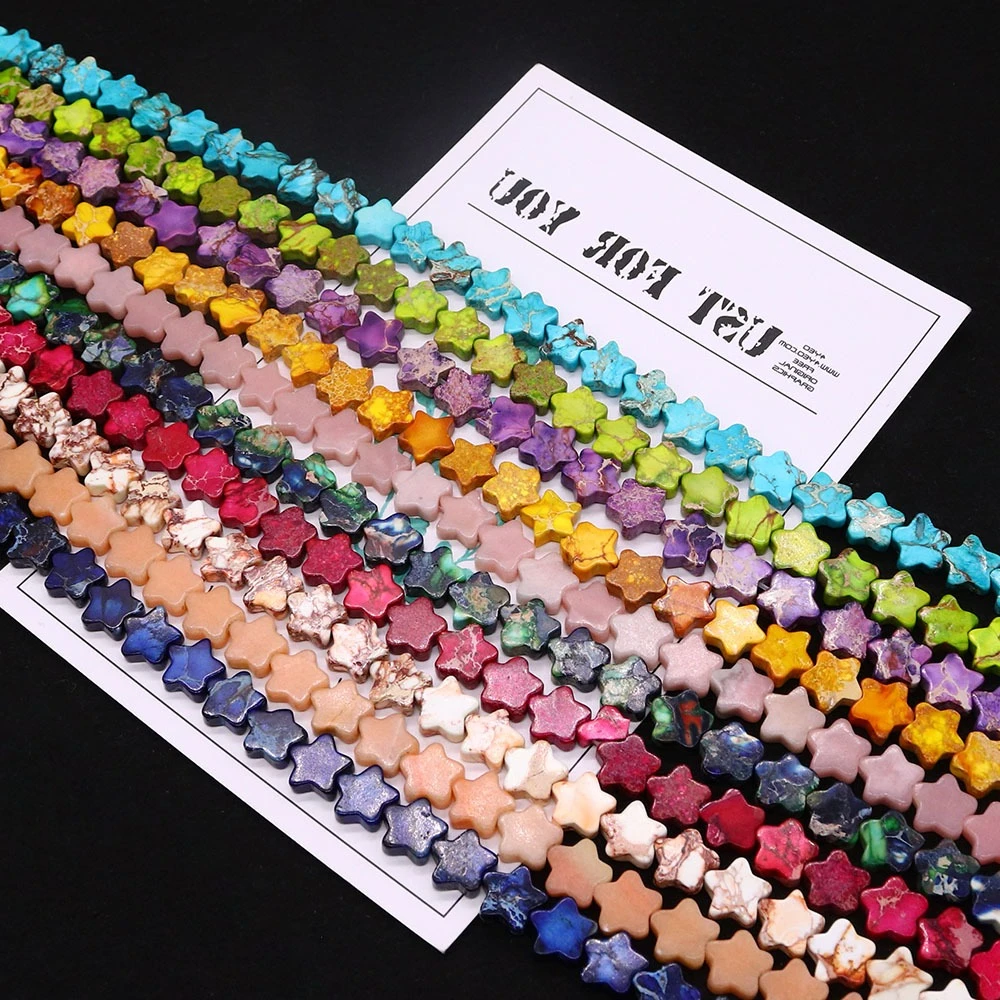 

Multi-color Star Shape Natural Stone Beads 10x10mm Polished Emperor Stone Straight Hole Loose Bead Necklace Accessory 1 Strand