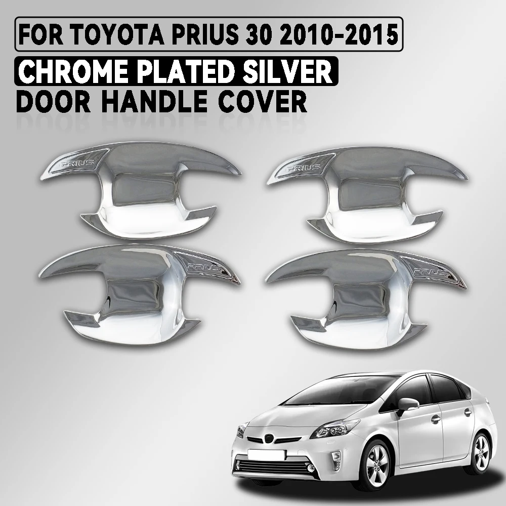 Chrome Silver Door Bowl Cover For Toyota Prius 30 2010 - 2015 Black Carbon Fiber Car Accessories Exterior Components  Decorate