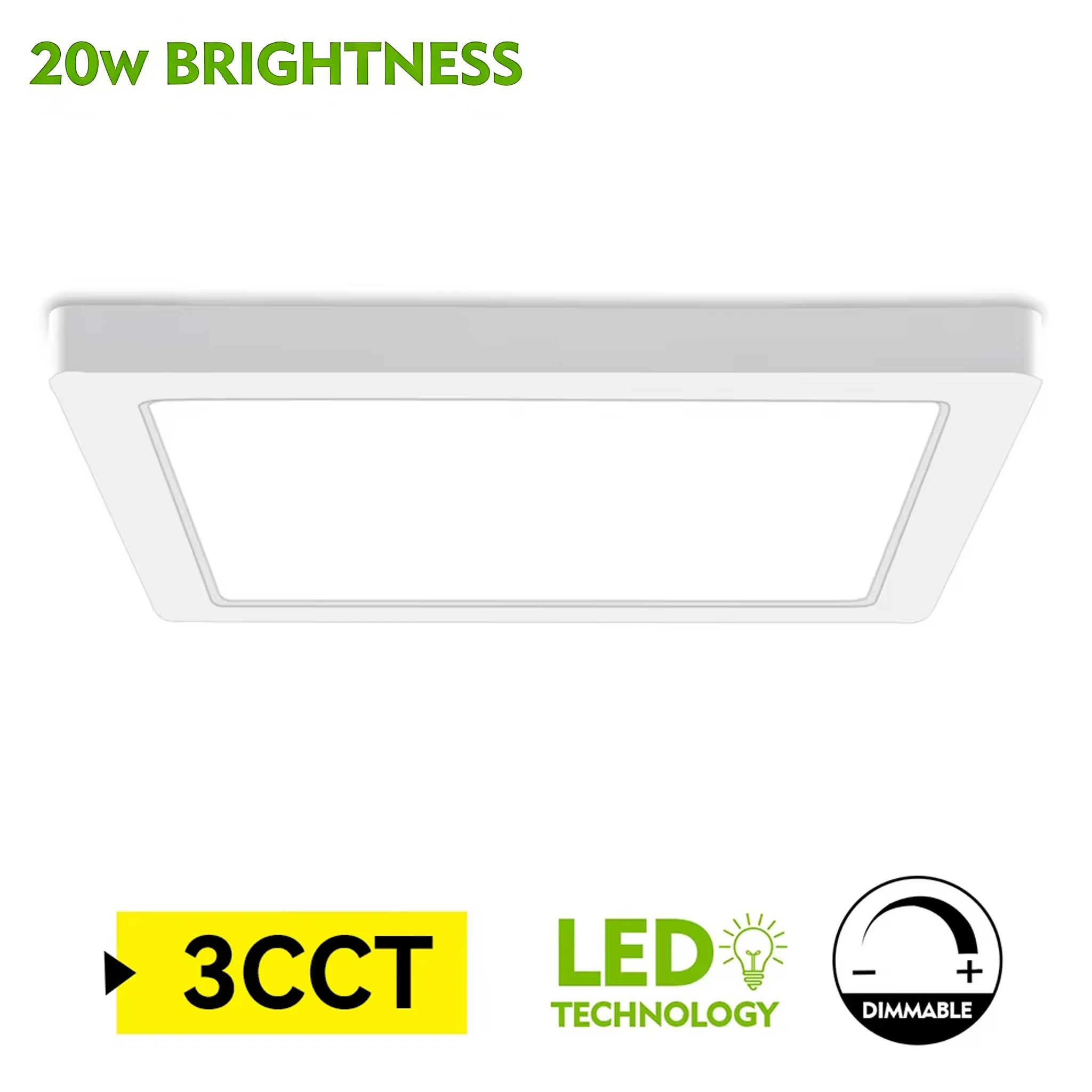 20W Quadratische LED-Deckenleuchte 3CCT Panel-Beleuchtung für Flur Küche Schlafzimmer Bad Wohnzimmer Heim-Dekor Beleuchtungslampe