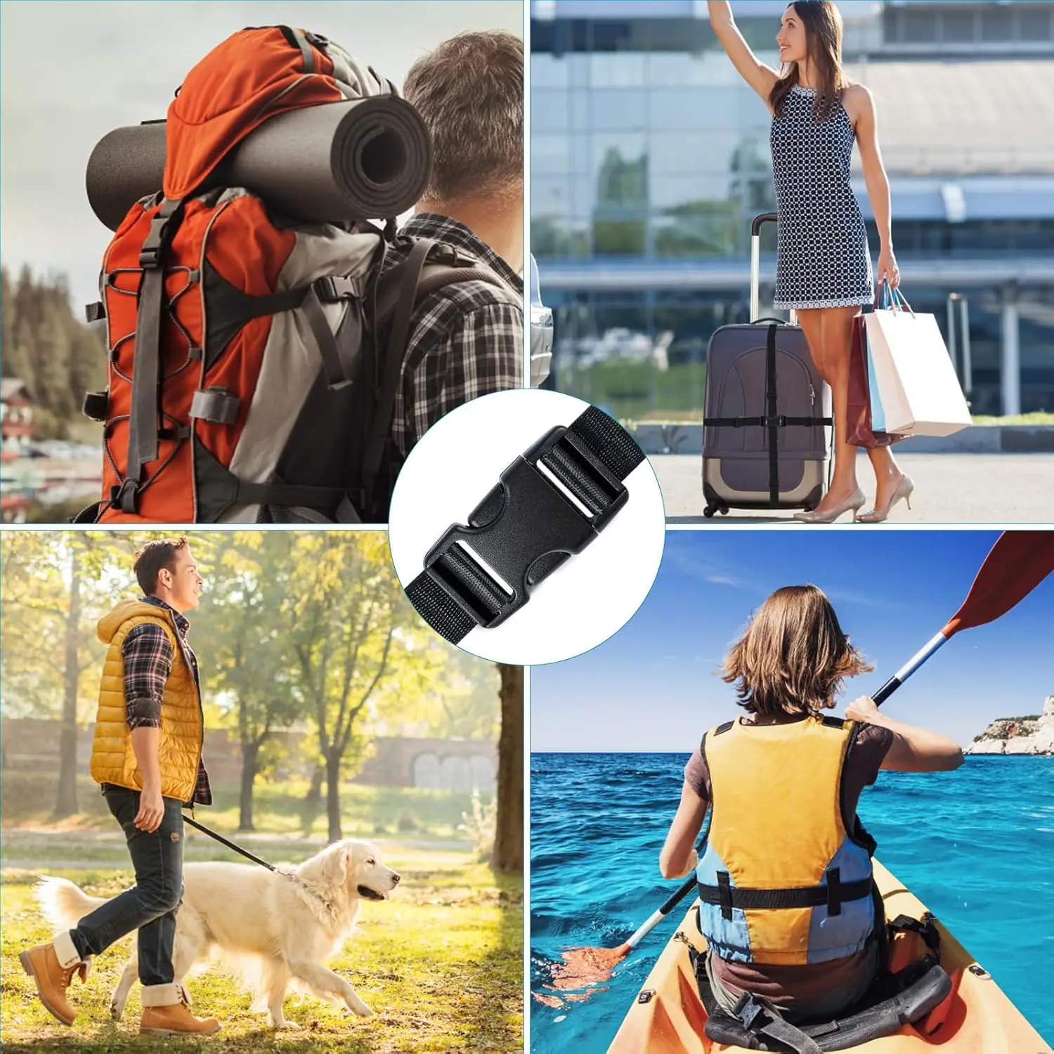 

Набор ремней с пряжкой 2,5X549 см, нейлоновая лента, 6 шт., двойные боковые пряжки, 12 шт., трехскользящие ползунки, сверхмощные регулируемые, без шитья