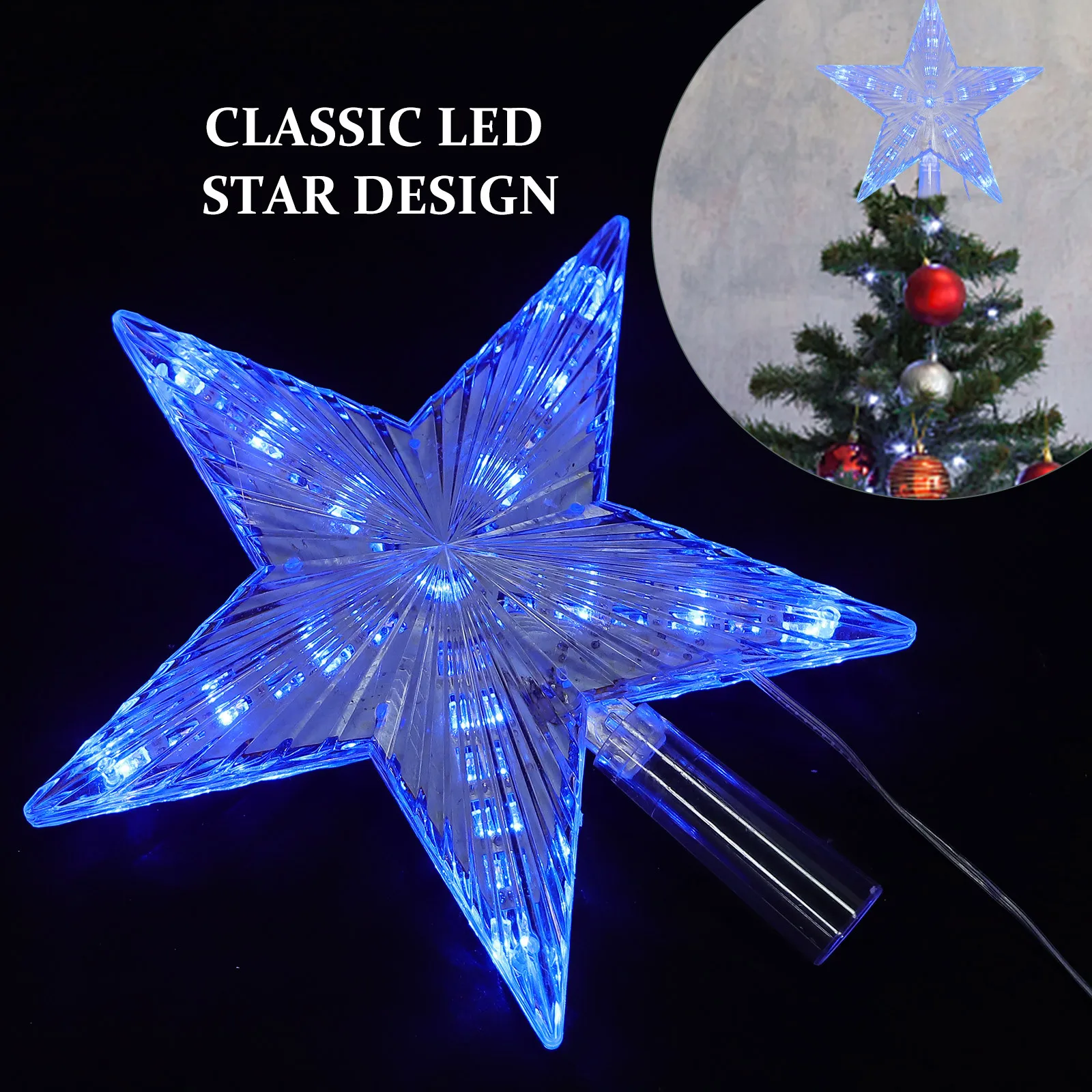 

Tree Led Christmas Star Ornament Crystal Clear Decor For Home Holiday Party Hotel Bar Us Plug Blue