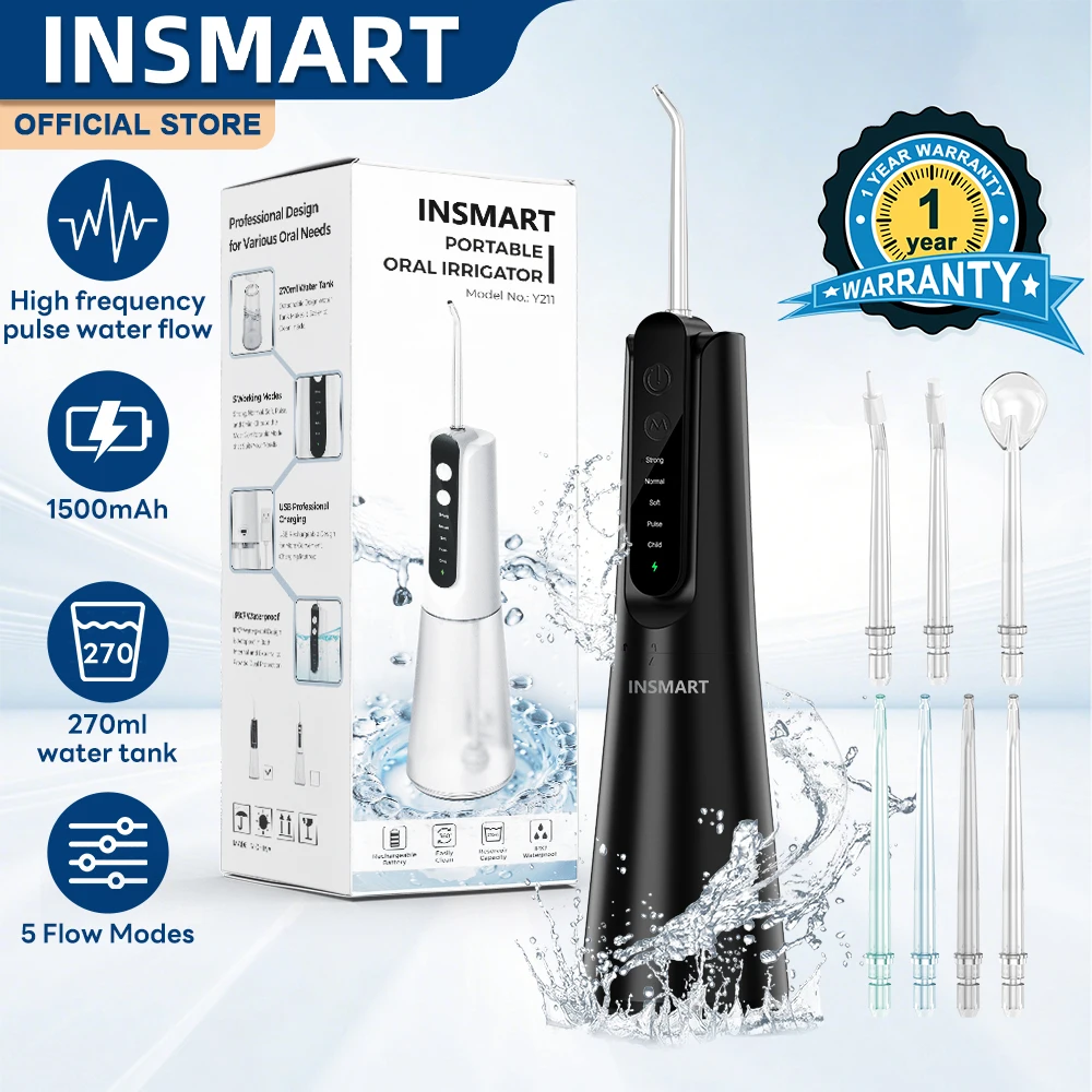 

Oral Irrigator Portable Water Flosser Dental Pick 5 Modes 360° Rotated Jet For Cleaning Teeth Thread Floss Mouth Washing Machine